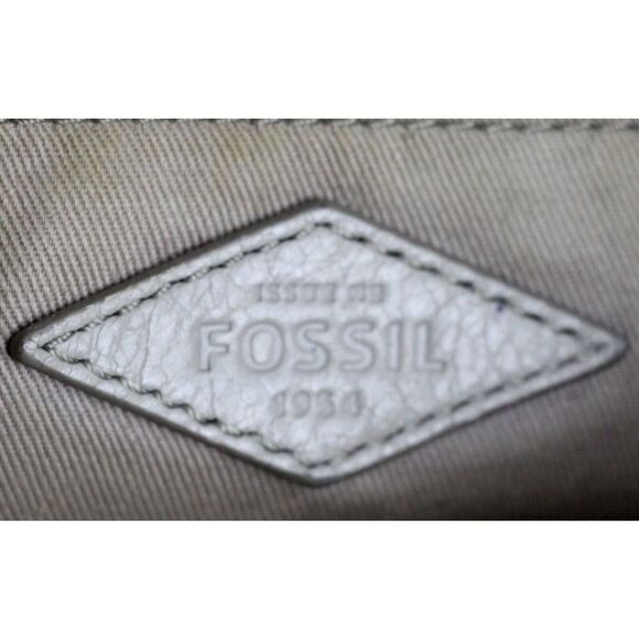 FOSSIL GRAY BLUE WHITE GENUINE LEATHER CROSSBODY ORGANIZER SHOULDER BAG PURSE - Picture 13 of 16